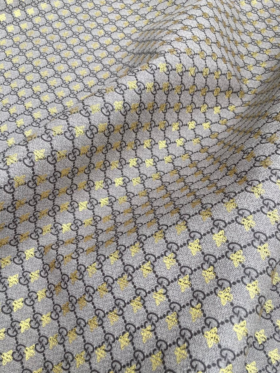 Designer Classic Gucci Bee Bronze Vinyl Leather Fabric for DIY Bag Upholstery - mingfabricstore