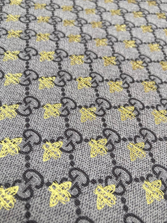 Designer Classic Gucci Bee Bronze Vinyl Leather Fabric for DIY Bag Upholstery - mingfabricstore