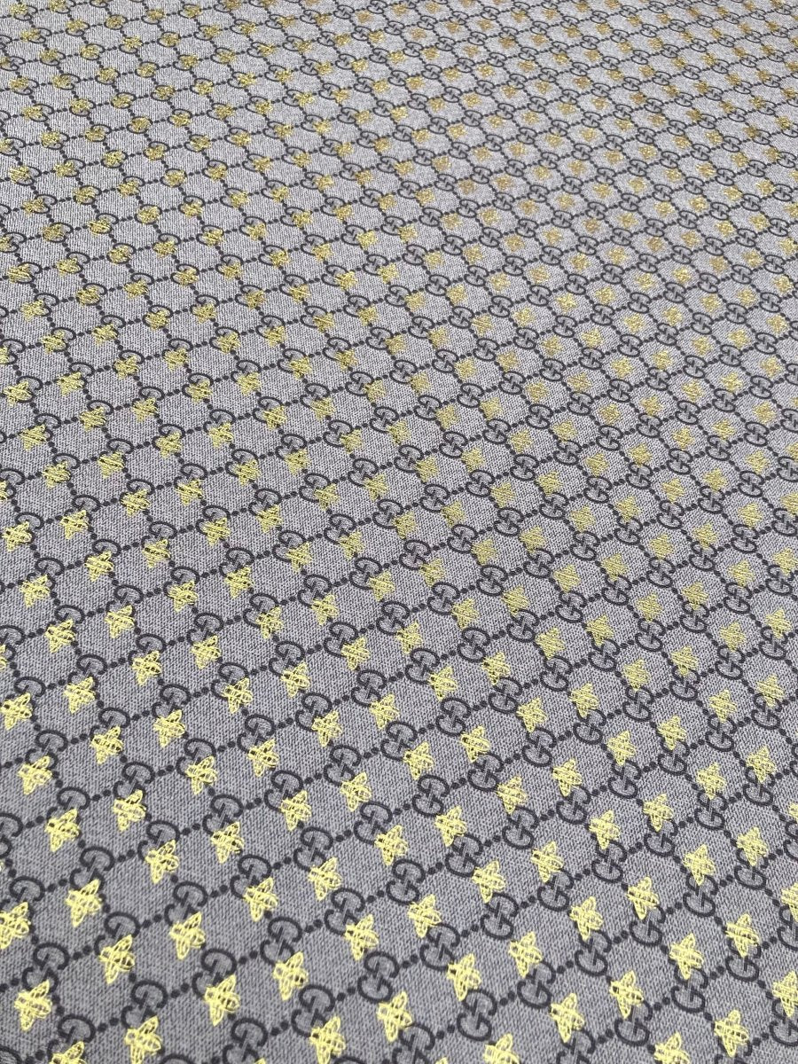 Designer Classic Gucci Bee Bronze Vinyl Leather Fabric for DIY Bag Upholstery - mingfabricstore