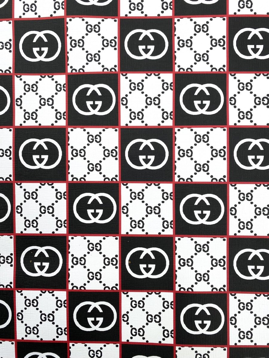 Designer Gucci Web Leather Handmade Fabric for DIY Sewing Car Upholstery Sneakers - mingfabricstore