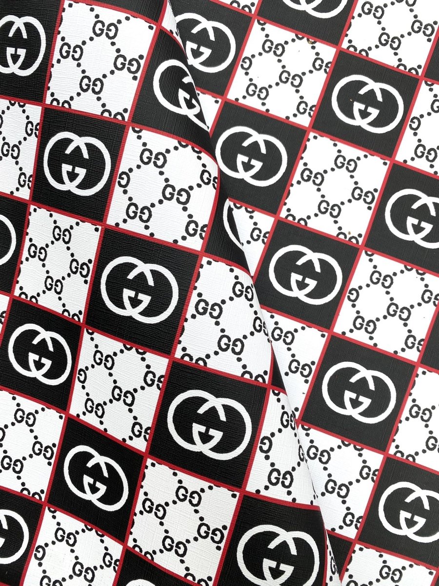 Designer Gucci Web Leather Handmade Fabric for DIY Sewing Car Upholstery Sneakers - mingfabricstore