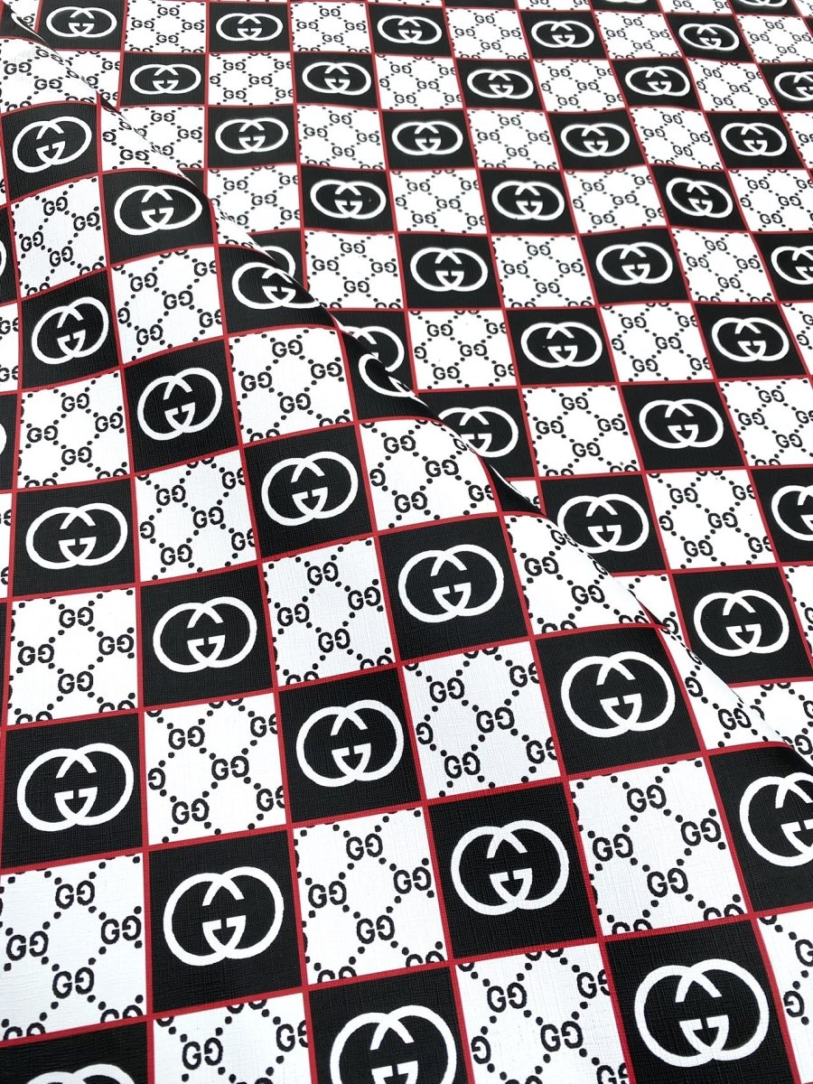 Designer Gucci Web Leather Handmade Fabric for DIY Sewing Car Upholstery Sneakers - mingfabricstore