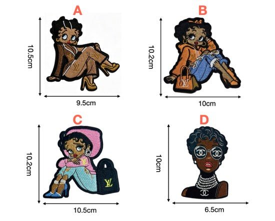 Designer Inspired Betty Boop & Girl Luxury Embroidered Patches - mingfabricstore