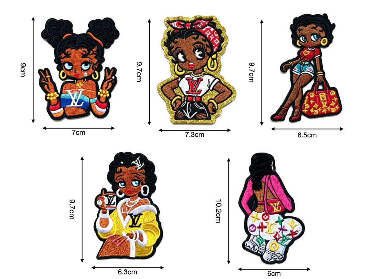 Designer Inspired Betty Boop & Girl Luxury Embroidered Patches - mingfabricstore