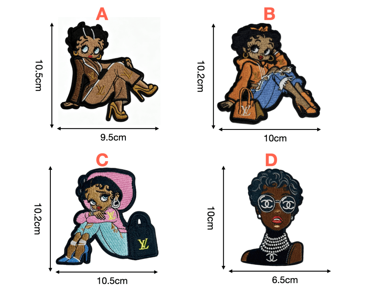 Designer Inspired Betty Boop & Girl Luxury Embroidered Patches - mingfabricstore