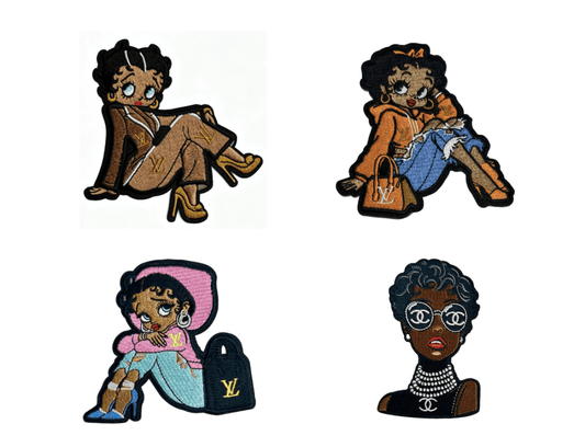 Designer Inspired Betty Boop & Girl Luxury Embroidered Patches - mingfabricstore