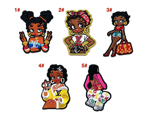 Designer Inspired Betty Boop & Girl Luxury Embroidered Patches - mingfabricstore