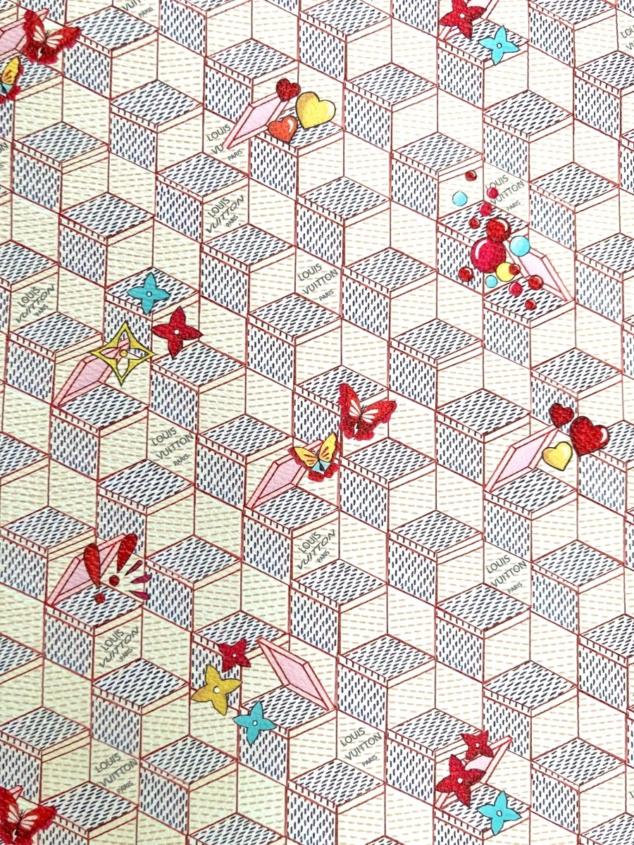 Designer Vinyl Cartoon LV Damier Leather Fabric for DIY Sewing Crafts - mingfabricstore