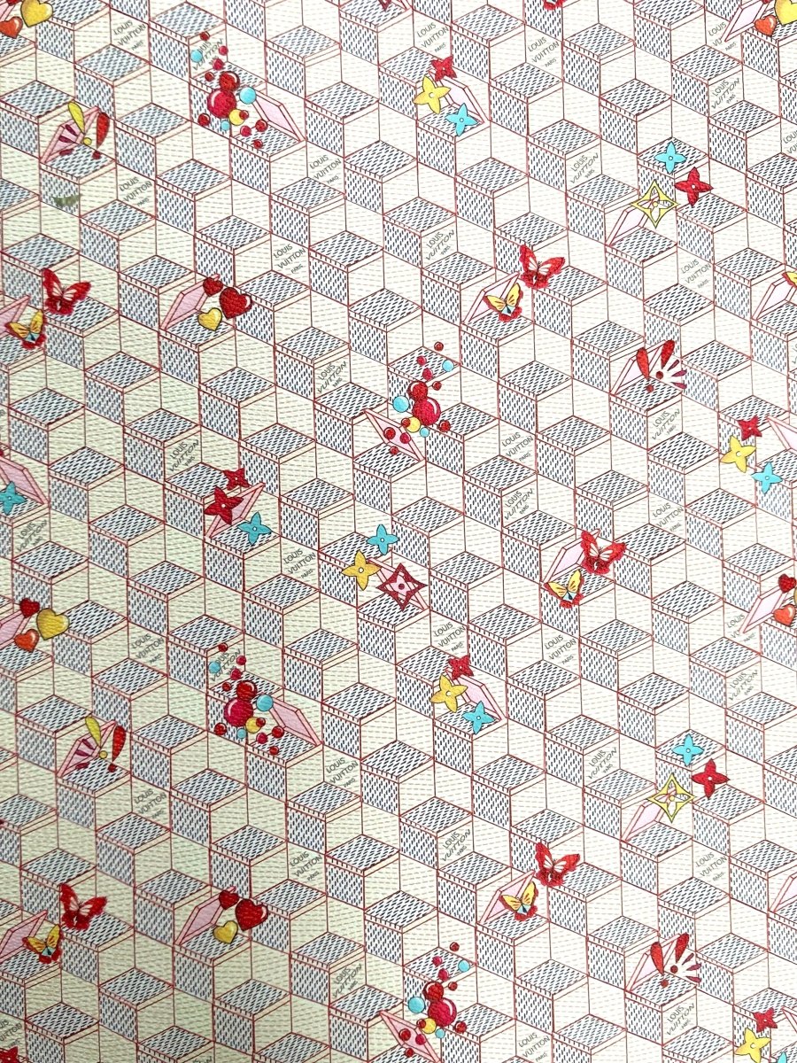 Designer Vinyl Cartoon LV Damier Leather Fabric for DIY Sewing Crafts - mingfabricstore