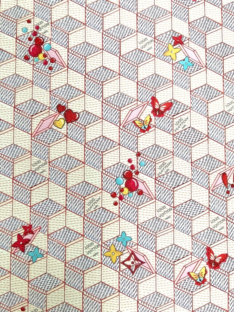 Designer Vinyl Cartoon LV Damier Leather Fabric for DIY Sewing Crafts - mingfabricstore