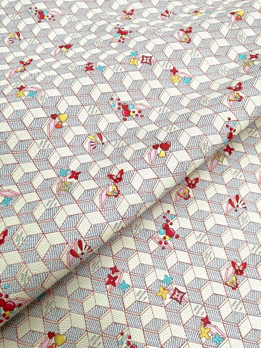 Designer Vinyl Cartoon LV Damier Leather Fabric for DIY Sewing Crafts - mingfabricstore