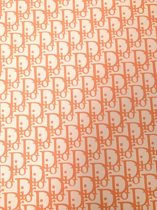 Designer Vinyl Custom Orange Dior Leather Fabric for Sneaker Upholstery - mingfabricstore