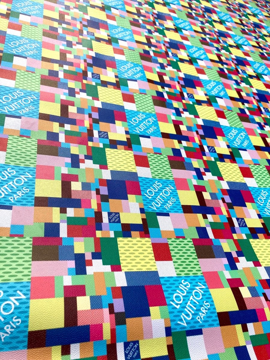 Designer Vinyl Handmade Color Damier LV for Custom Crafts - mingfabricstore