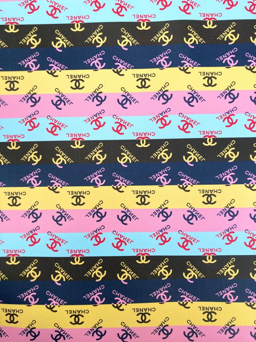 Desinger Leather Custom Stripe Chanel Handmade Vinyl for DIY Sneakers Upholstery - mingfabricstore