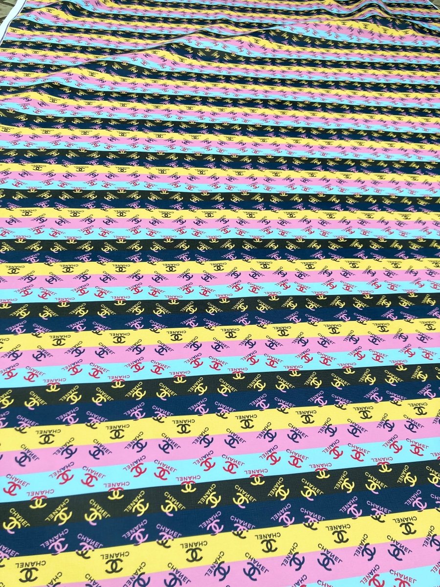 Desinger Leather Custom Stripe Chanel Handmade Vinyl for DIY Sneakers Upholstery - mingfabricstore