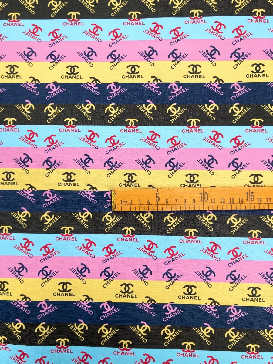 Desinger Leather Custom Stripe Chanel Handmade Vinyl for DIY Sneakers Upholstery - mingfabricstore