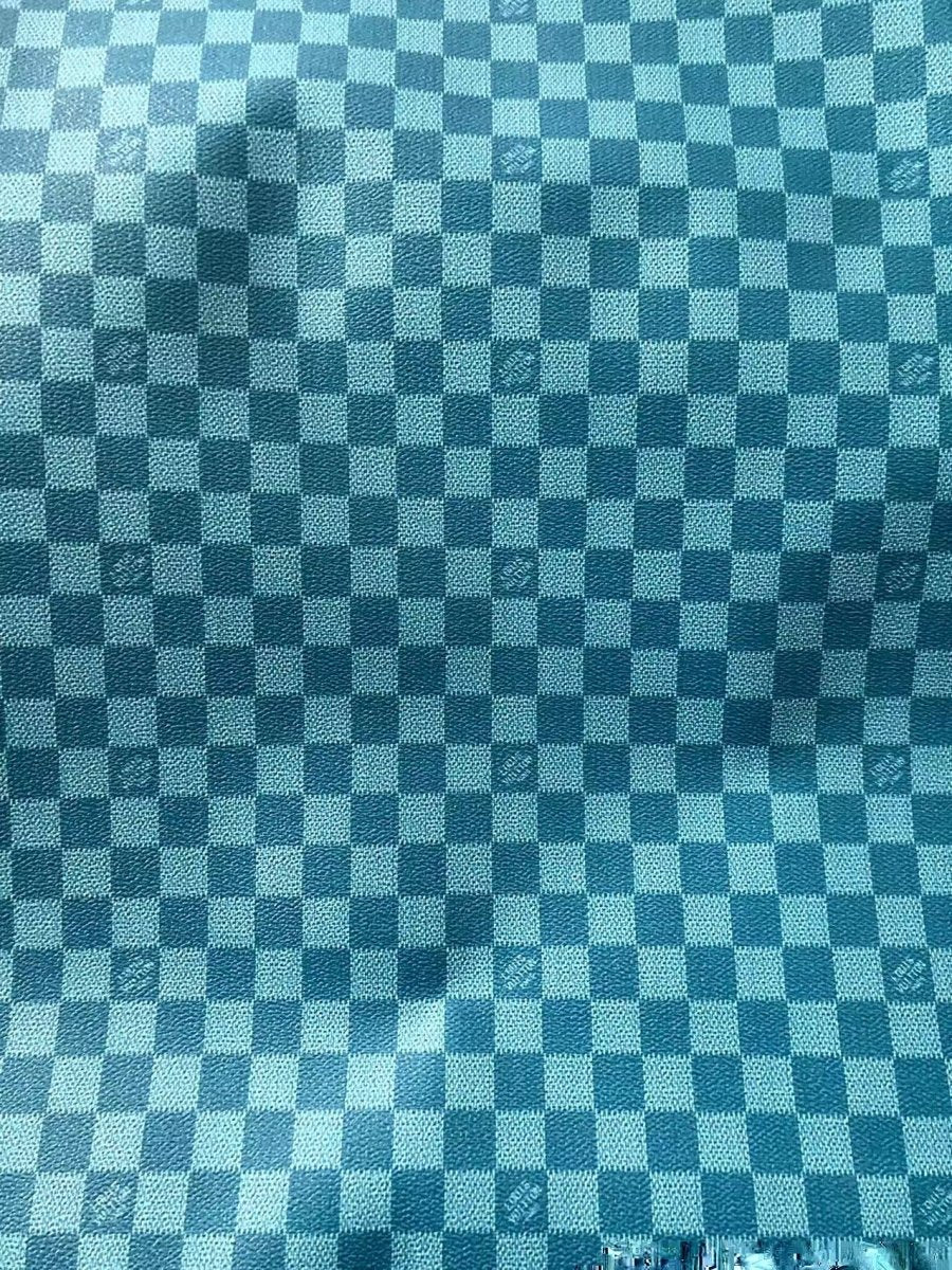 Dirty Blue Damier Check LV Leather for Bag Wallet - mingfabricstore