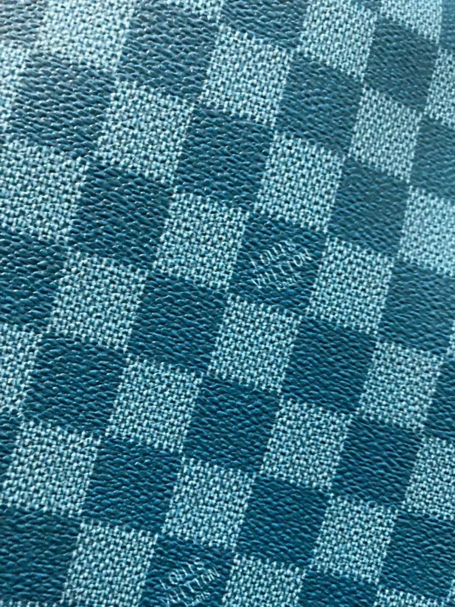 Dirty Blue Damier Check LV Leather for Bag Wallet - mingfabricstore