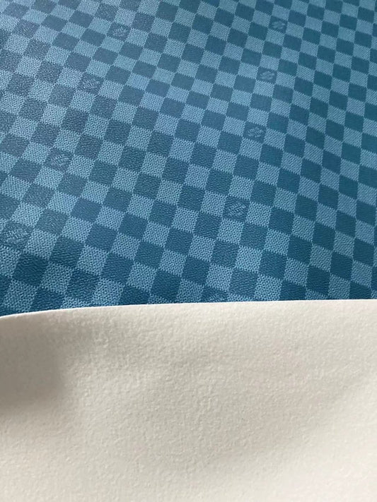 Dirty Blue Damier Check LV Leather for Bag Wallet - mingfabricstore