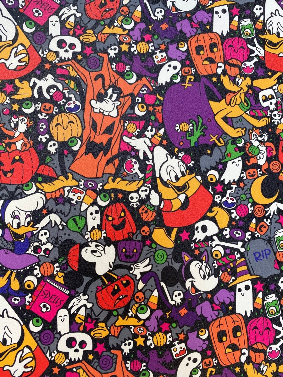 Donald Duck Halloween Ghost Faux Leather Fabric for Handmade DIY Crafts - mingfabricstore