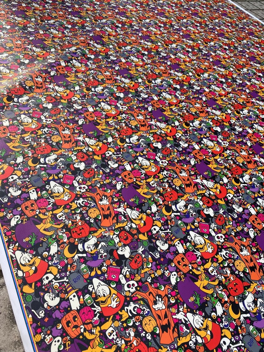 Donald Duck Halloween Ghost Faux Leather Fabric for Handmade DIY Crafts - mingfabricstore