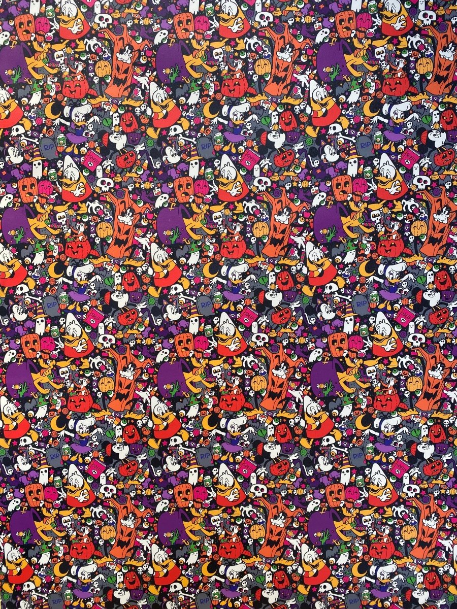 Donald Duck Halloween Ghost Faux Leather Fabric for Handmade DIY Crafts - mingfabricstore