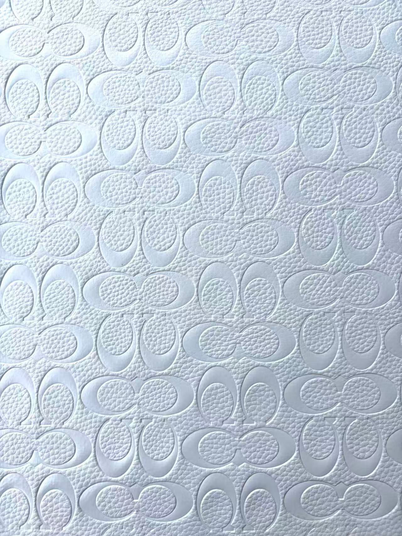 White Embossed DIY Coach Leather Sheet Sold by Yard