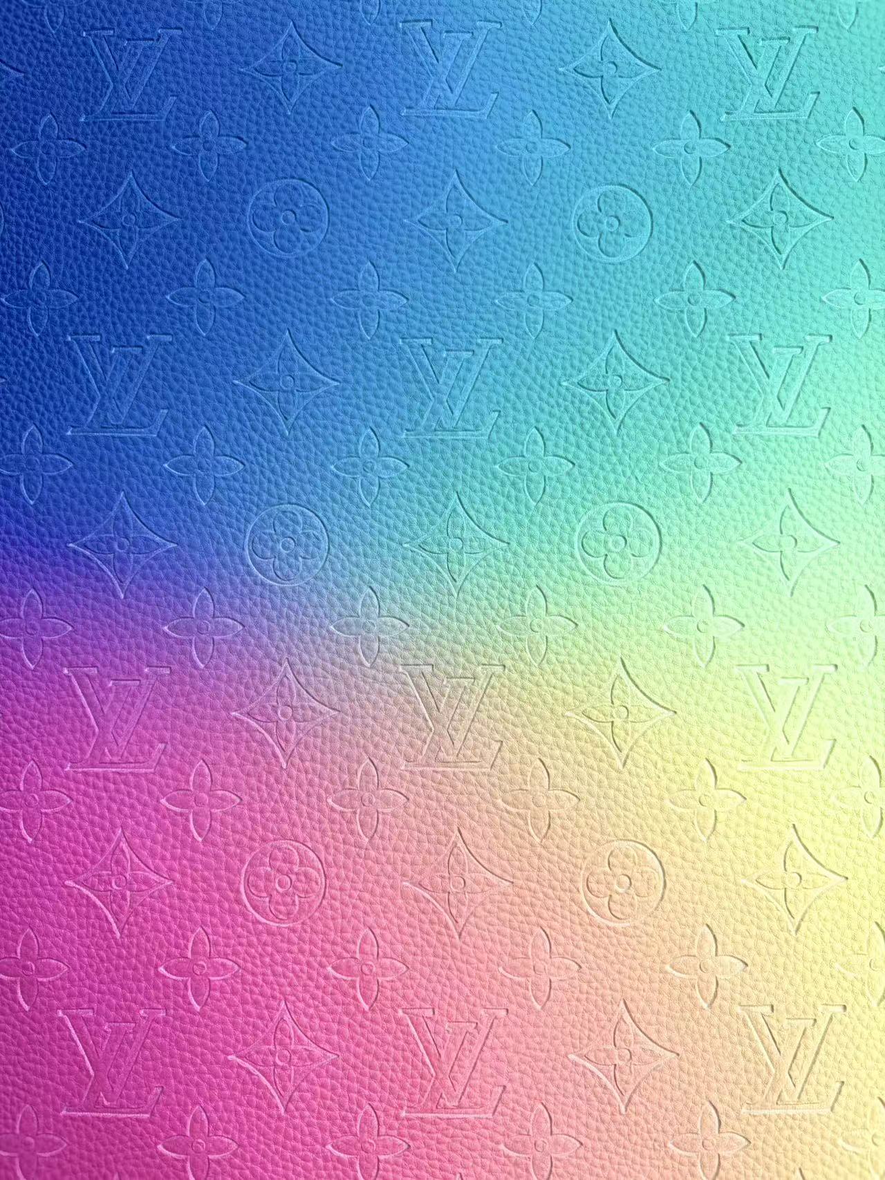 Colorful Gradient LV Embossed DIY Crafts Bag Truck Leather