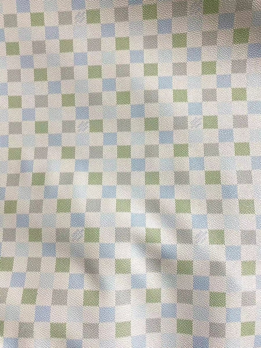 Elegant Blue Green LV Damier Vinyl Leather for Bag Custom Handmade DIY - mingfabricstore