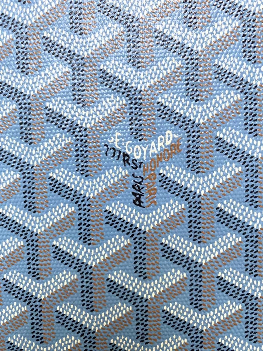Elegant Light Blue Goyard Canvas Leather Fabric for Bag Custom Sneakers Upholstery Wrap - mingfabricstore
