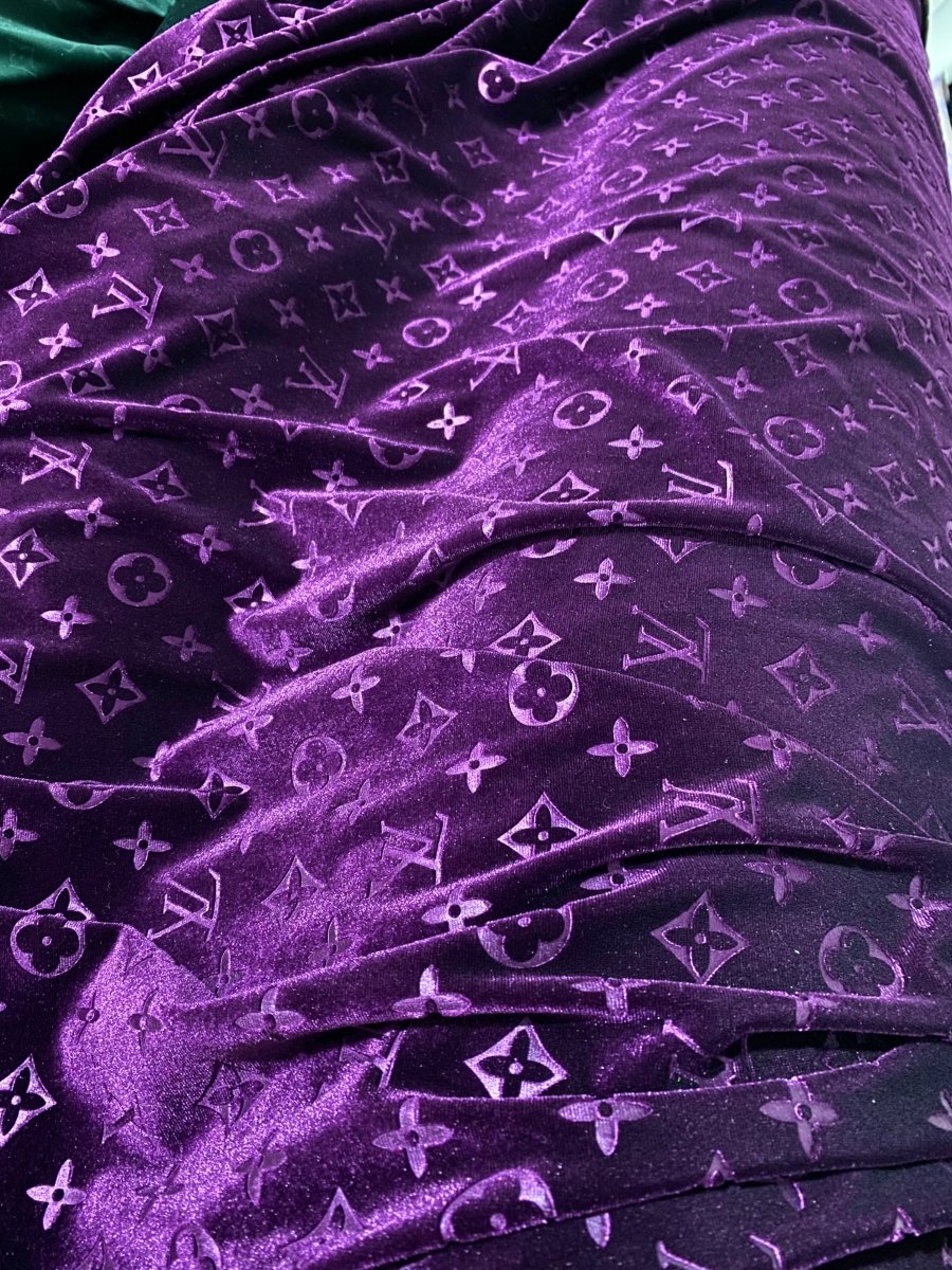 Elegant Mystery Purple Louis Vuitton Velvet Fabric for Handmade DIY Crafts Sneakers - mingfabricstore