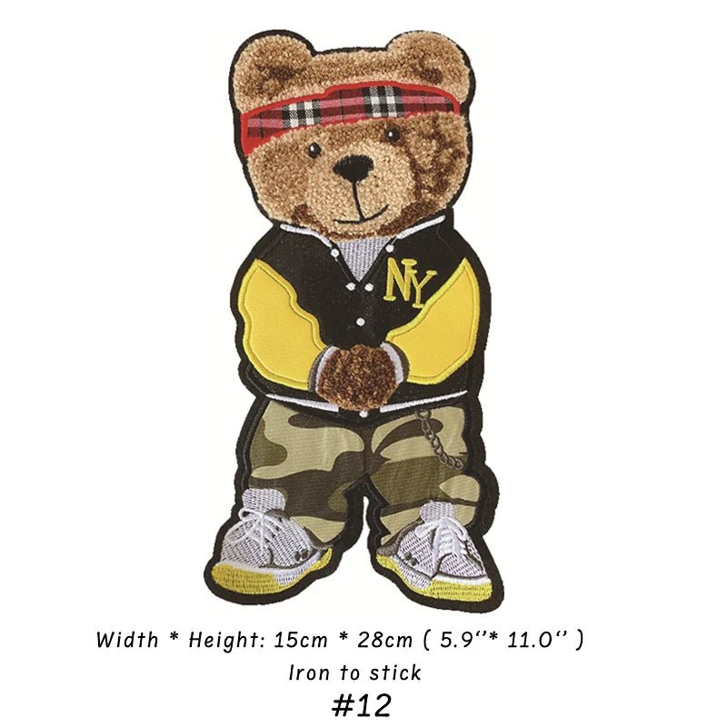Embroidery Bear Cartoon Patches for Custom DIY Jackets Clothing Sewing - mingfabricstore