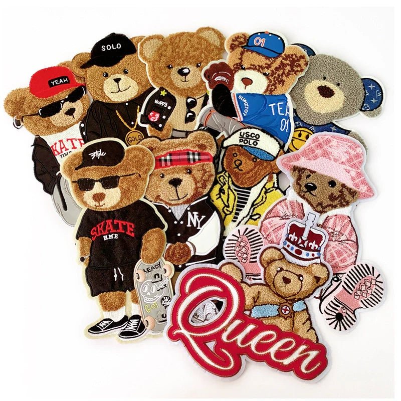 Embroidery Bear Cartoon Patches for Custom DIY Jackets Clothing Sewing - mingfabricstore