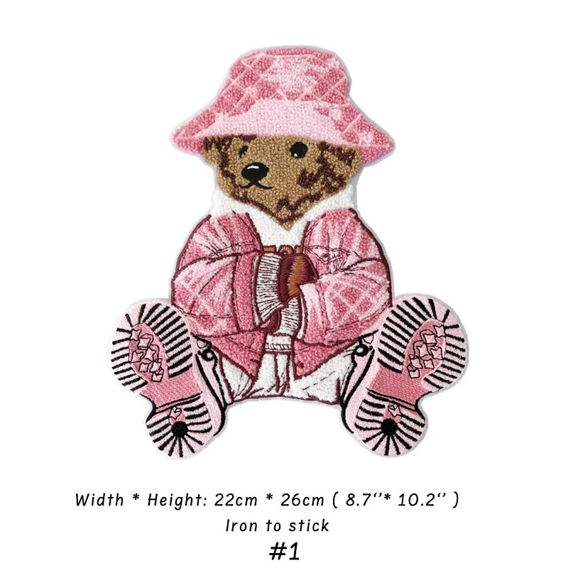 Embroidery Bear Cartoon Patches for Custom DIY Jackets Clothing Sewing - mingfabricstore