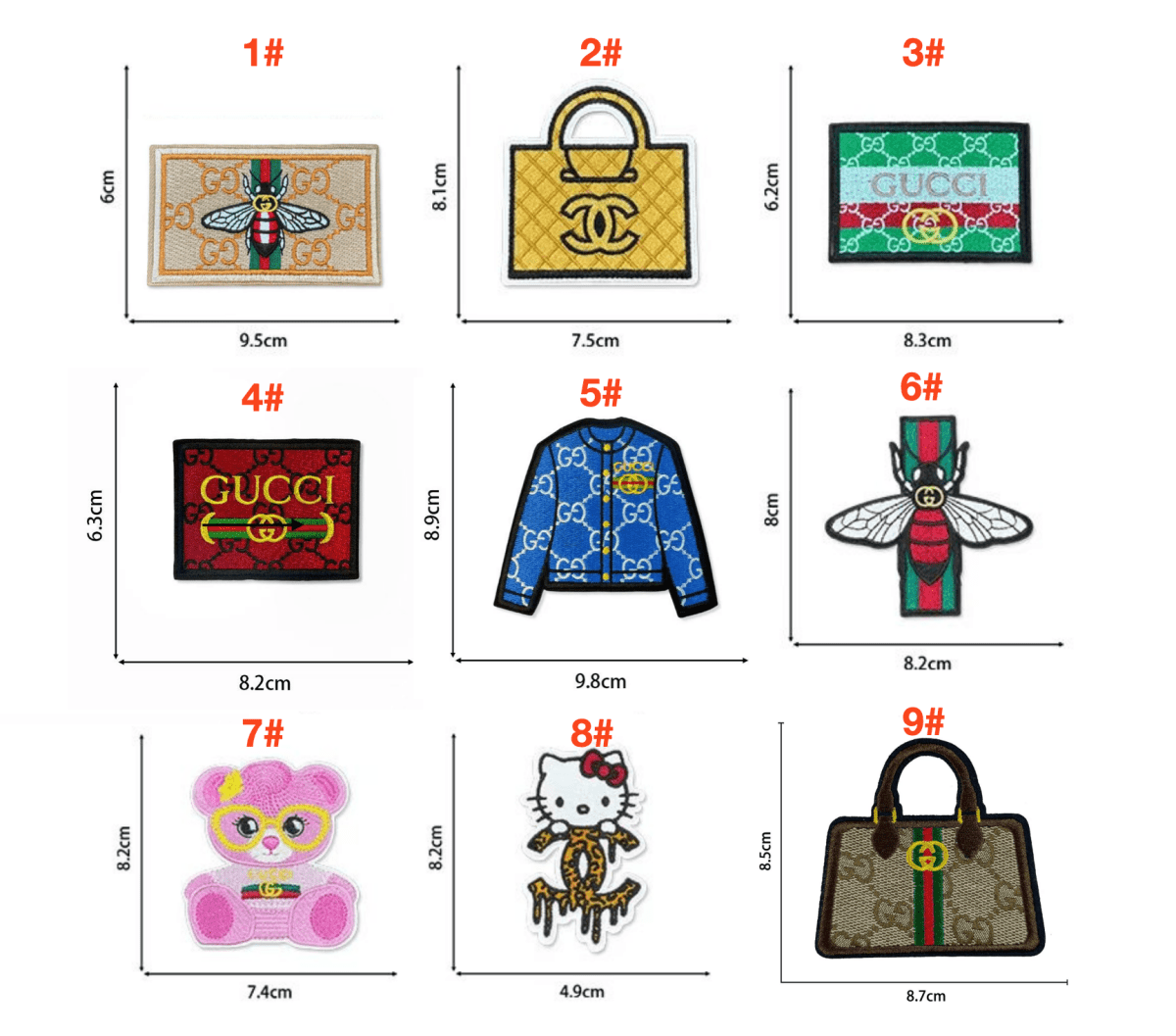 Embroidery Designer iron on Gucci Chanel Patches Custom Clothing Jackets - mingfabricstore