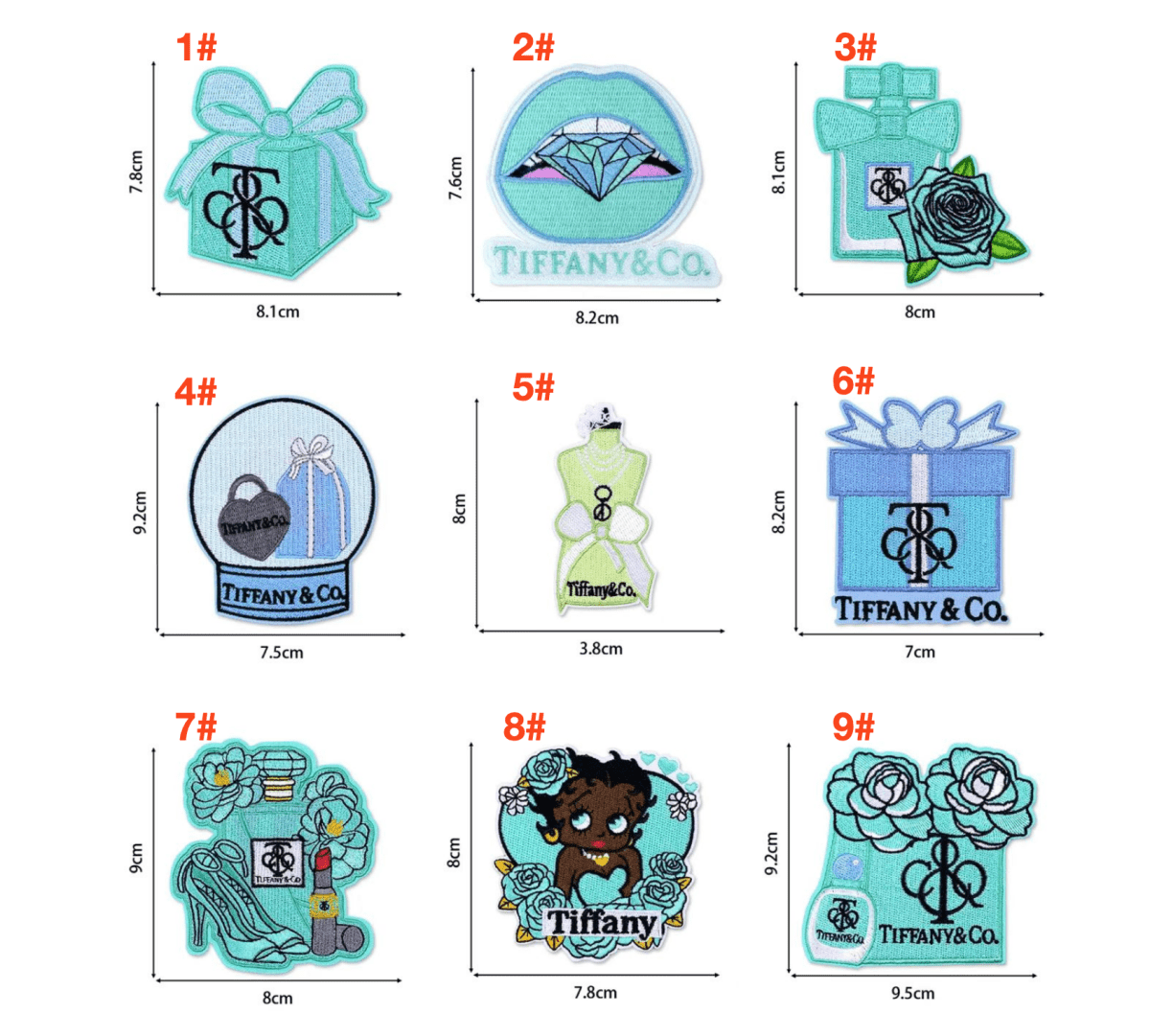 Embroidery Designer iron on Tiffany Patches Custom Clothing Jackets - mingfabricstore