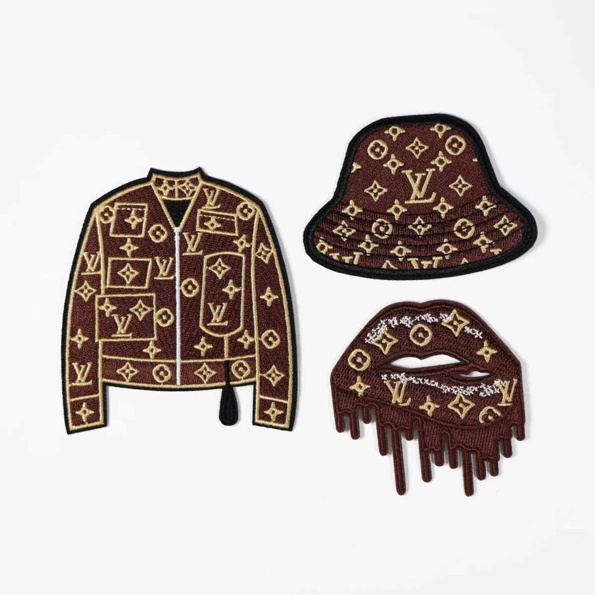 Embroidery LV iron on Patches Custom Clothing Jackets - mingfabricstore