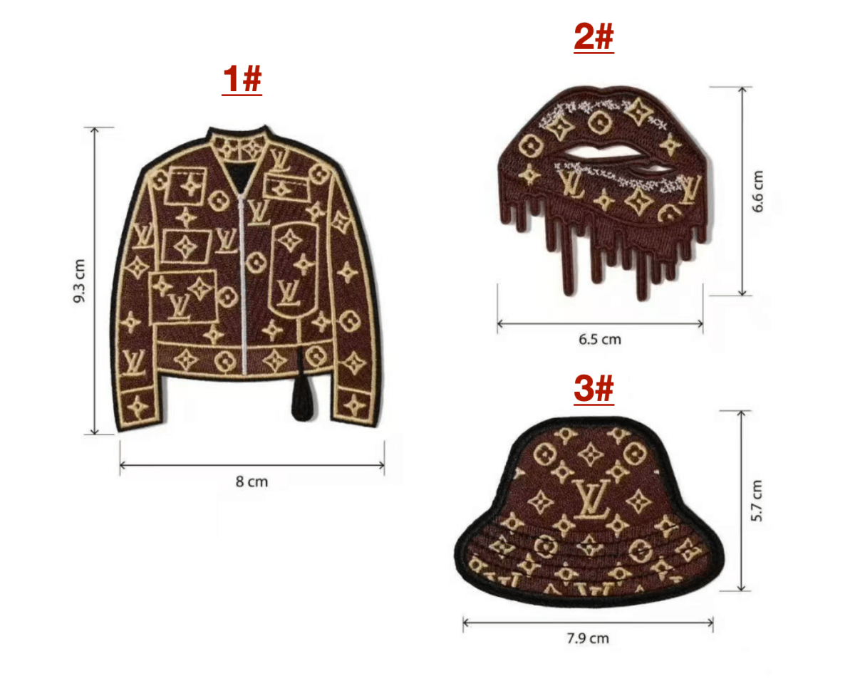 Embroidery LV iron on Patches Custom Clothing Jackets - mingfabricstore