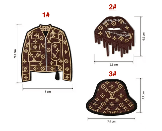 Embroidery LV iron on Patches Custom Clothing Jackets - mingfabricstore