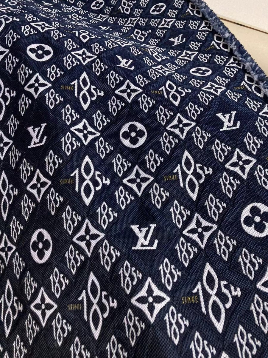 Exquisite Dark Navy Cotton Jacquard Since 1854 Fabric for Bag - mingfabricstore