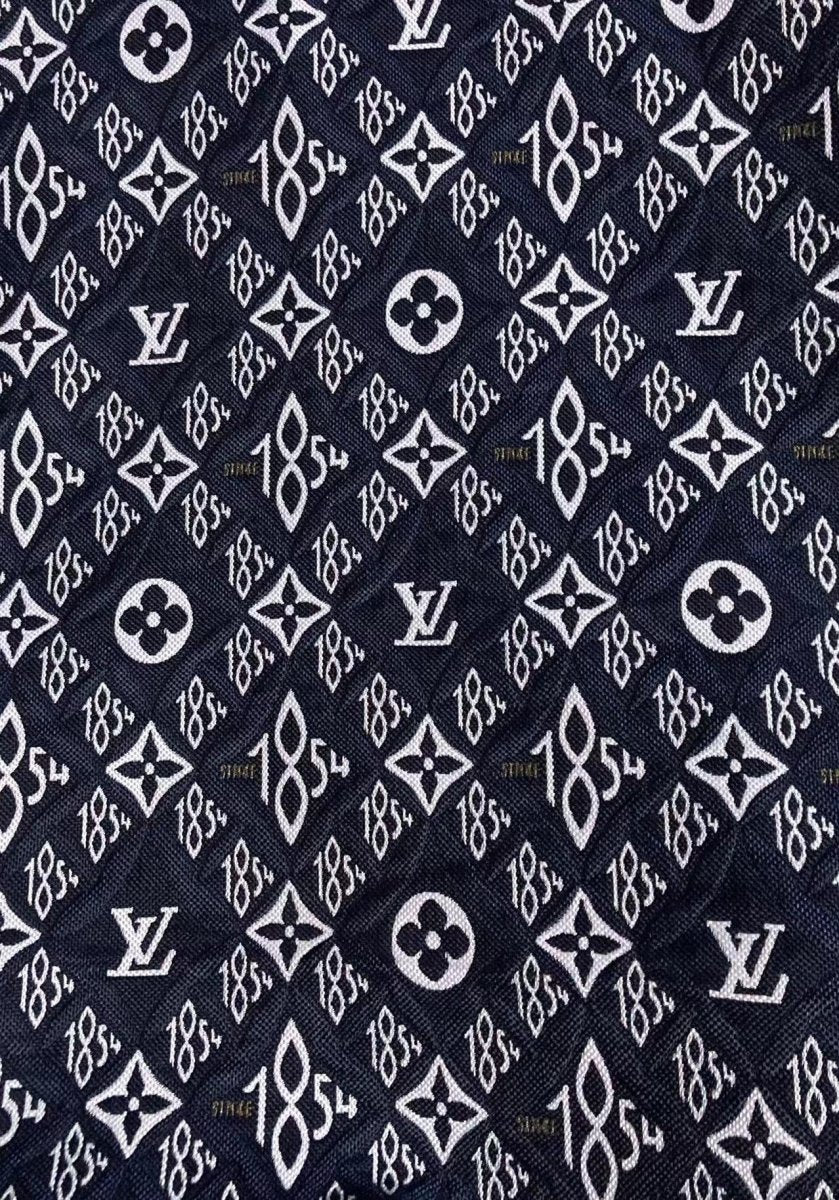 Exquisite Dark Navy Cotton Jacquard Since 1854 Fabric for Bag - mingfabricstore