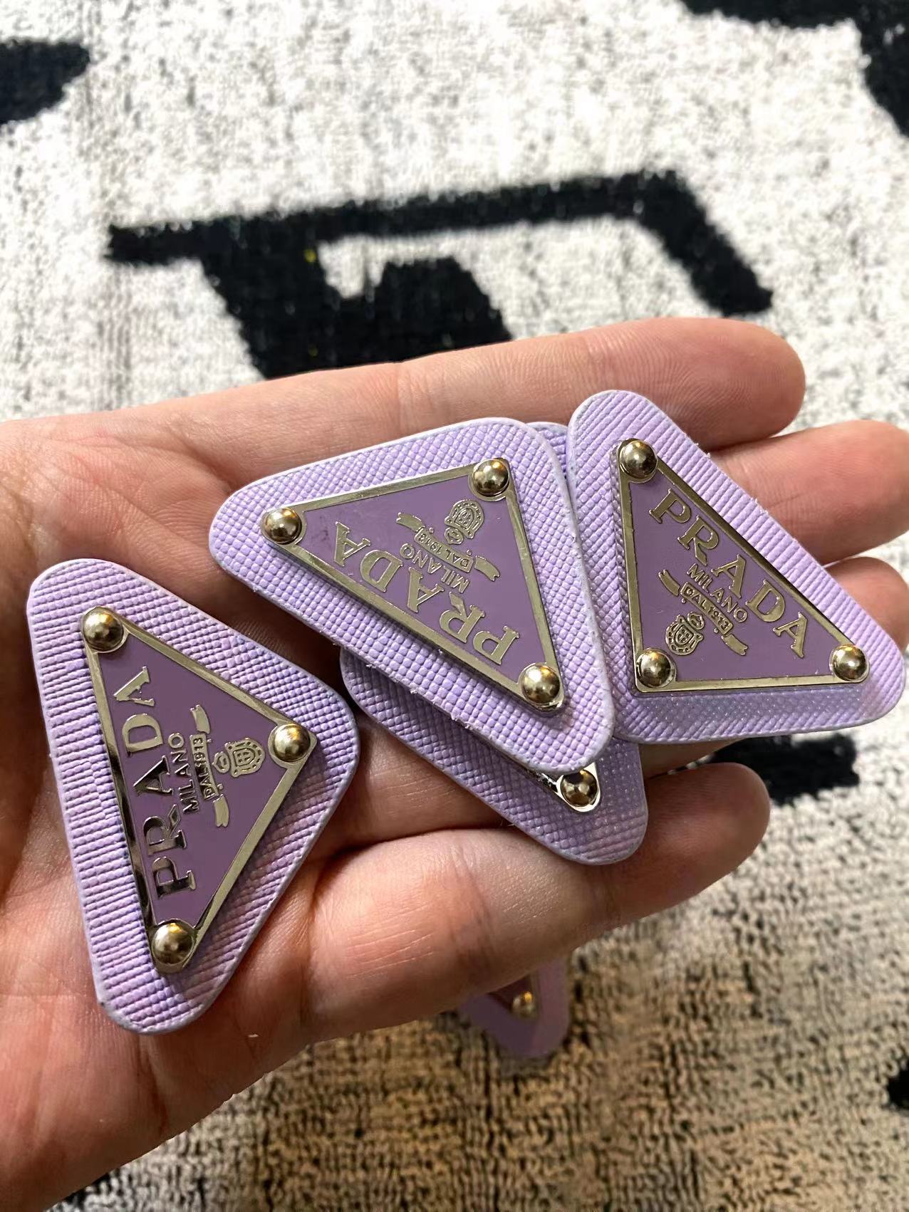 Light Purple Prada Badge Emblem Metal Handmade Accessory