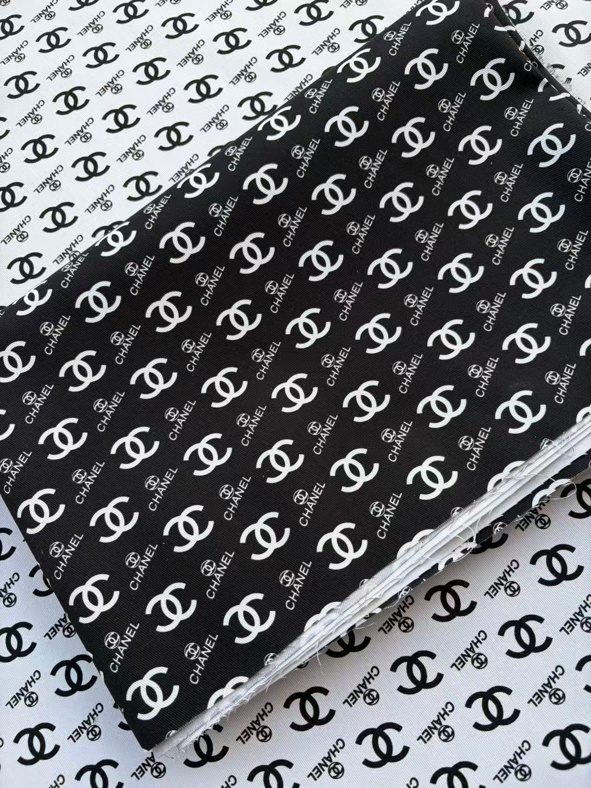 Black Chanel Cotton Sewing Fabric Sold by Yard for Sewing Upholstery DIY Bespoke Quilting