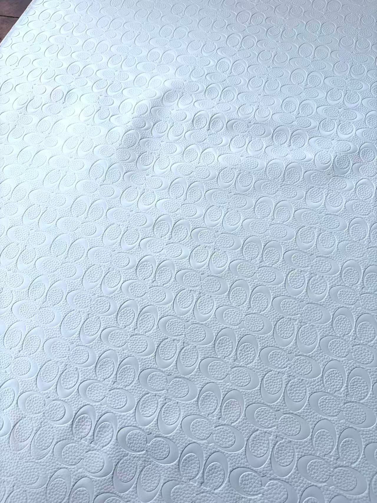 White Embossed DIY Coach Leather Sheet Sold by Yard