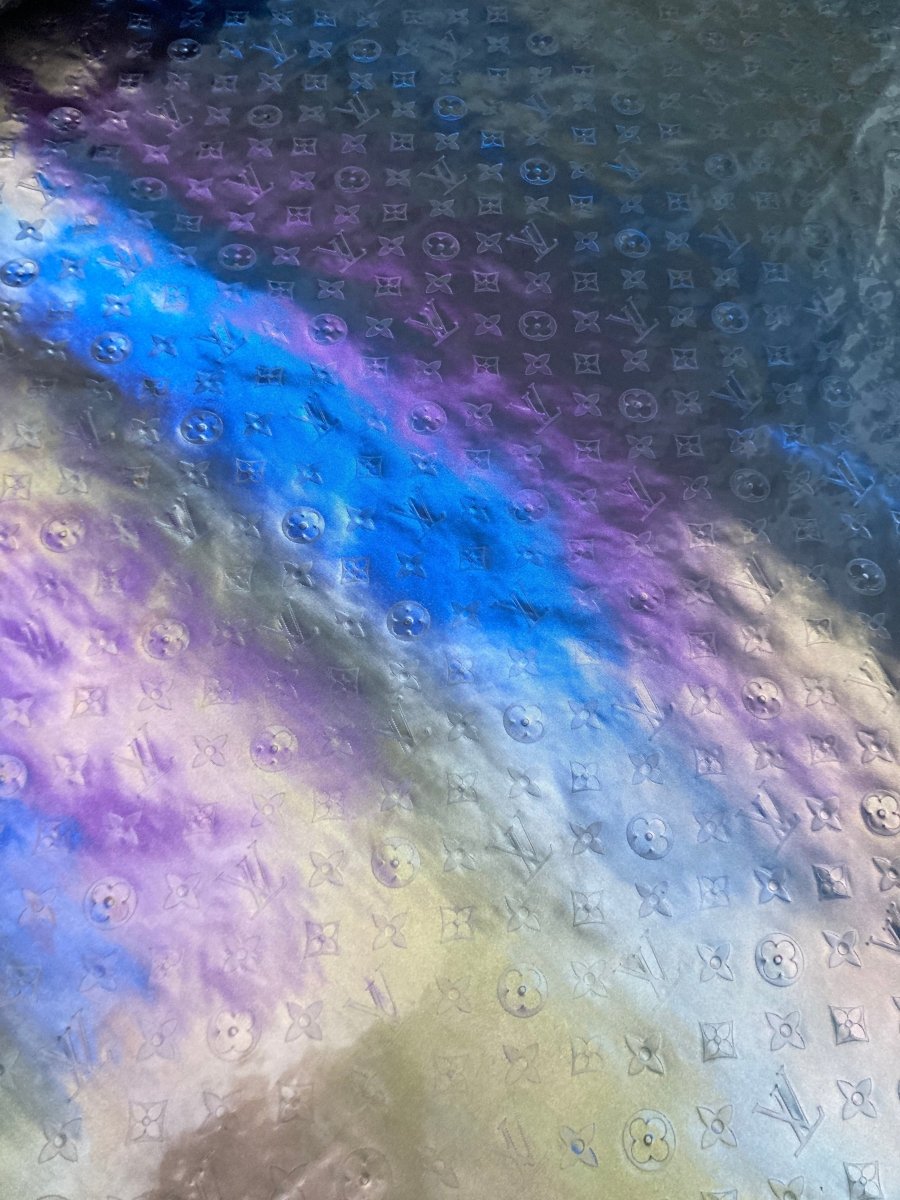 Fantasy Reflective LV Embossed Vinyl Leather Fabric for DIY Customized Sneakers Upholstery - mingfabricstore
