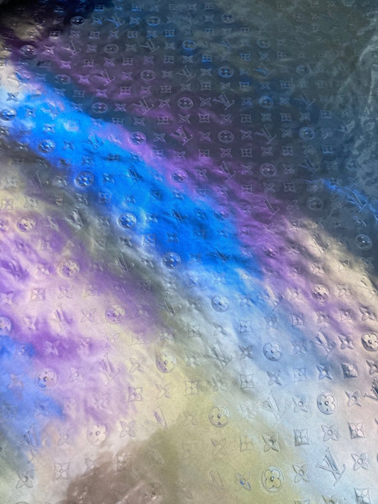 Fantasy Reflective LV Embossed Vinyl Leather Fabric for DIY Customized Sneakers Upholstery - mingfabricstore