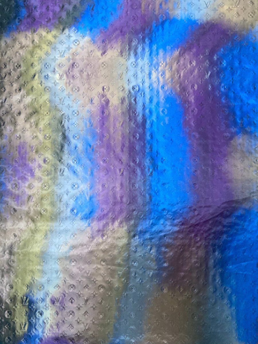 Fantasy Reflective LV Embossed Vinyl Leather Fabric for DIY Customized Sneakers Upholstery - mingfabricstore