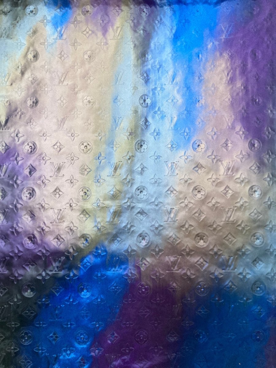 Fantasy Reflective LV Embossed Vinyl Leather Fabric for DIY Customized Sneakers Upholstery - mingfabricstore