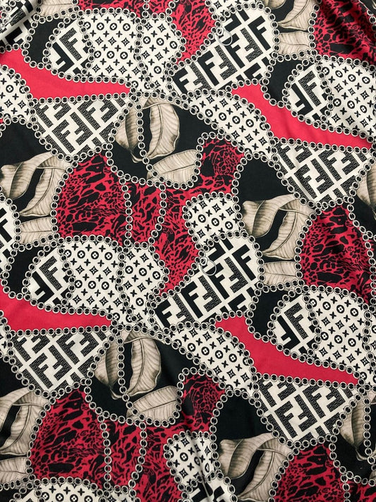 Fendi Louis Vuitton Monogram Satin Fabric for Pajama Custom Handmade - mingfabricstore