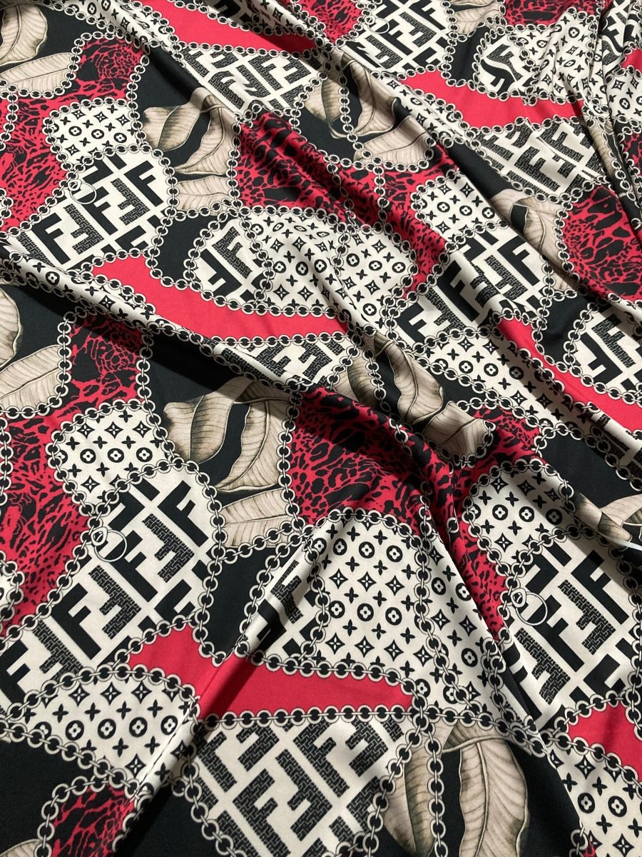 Fendi Louis Vuitton Monogram Satin Fabric for Pajama Custom Handmade - mingfabricstore